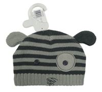 Nové - sivo-tmavosivá pruhovaná pletená čepice - psík F&F