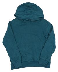 Petrolejová mikina s vreckom a kapucňou H&M