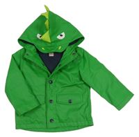 Tmavozelená nepromokavá jarní bunda s kapucí - dinosaurus Little Me