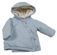 Světlemodrošedý zavinovací zateplený kabátek s kapucňou Next