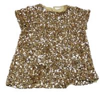 Zlaté tylové flitrové slavnostní tričko FRIENDS