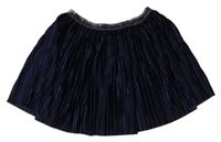 Tmavomodrá plisovaná zamatová sukňa so třpytivým psem Zara