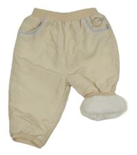 Béžovo-smotanové pruhované šušťákové zateplené nohavice s kuřátkem Ergee