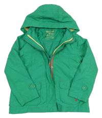 Zelená kostkovaná šusťáková jarní bunda s kotvou a kapucí C&A