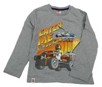 Sivé melírované tričko s lego potlačou