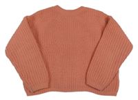 Korálový rebrovaný oversize crop sveter F&F