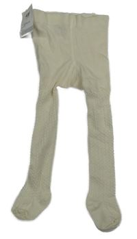 Nové - smotanové rebrované vzorované pančuchy H&M