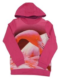 Tmavorůžová mikina s plameňákem a kapucí JAKO-O