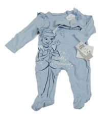 Nové - 2Set - Světlemodrý overal s Popelkou a volánky + čelenka s mašlí George