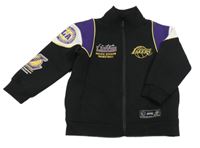 Čierno-tmavofialovo-biela tech fleece prepínaci mikina s nápisy - Lakers
