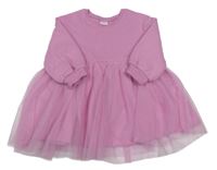 Růžové teplákové šaty s tylem Next