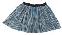 Modro-střbrno-čierna pruhovaná plisovaná sukňa shoeby