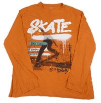 Tmavooranžové triko se skateboardistou C&A