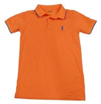 Neonově oranžové melírované polo tričko s výšivkou Next