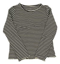 Smetanovo-čierne pruhované rebrované crop tričko H&M