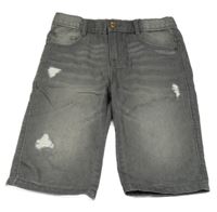 Tmavošedé regular riflové kraťasy s prošoupáním in extenso