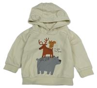 Smotanová mikina so zvieratkami a kapucňou s uškami Matalan