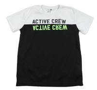 Černo-bílé funkční sportovní tričko s nápisy ERGEENOMIXX