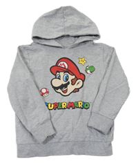 Sivá melírovaná mikina s Máriem a kapucňou