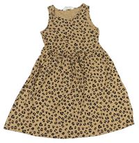 Béžové bavlnené šaty s leopardím vzorom H&M
