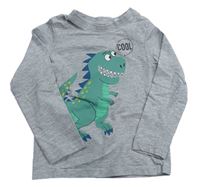 Sivé melírované tričko s dinosaurom C&A