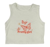 Biely crop top s motýly