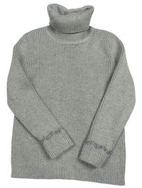 Šedý melírovaný žebrovaný svetrový rolák Primark
