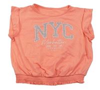 Neónově oranžové crop tričko s nápisom River Island