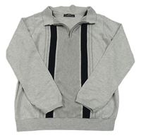 Svetlošedá -čierno-biely polo sveter s pruhmi zn. Matalan