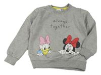 Sivá melírovaná mikina s Minnie a Daisy Tu