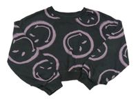Čierna crop mikina so smajlíkmi H&M