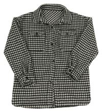 Čierno-biela kockovaná vlnená košeľová bunda Dunnes