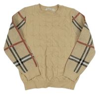 Béžovo-kockovaný sveter Shein