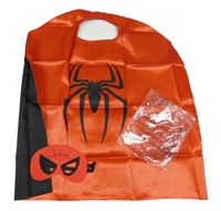 Nové - Kostým - 2set - Červeno-černý plášť s pavoukem + maska - Spiderman
