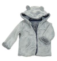 Bílo-tmavomodrá chlupatá propínací mikina s kapucí F&F