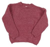 Vínový rebrovaný žinylkový sveter Topolino