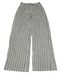 Nové - Smetanovo-tmavomodré pruhované teplákové široké kalhoty Zara