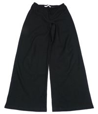 Černé žebrované široké kalhoty H&M