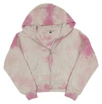 Bielo-ružová batikovaná prepínaci oversize mikina s kapucňou F&F