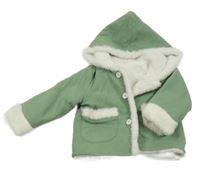 Zelená žebrovaná zateplená propínací mikina s nášivkou a kapucí PatPat