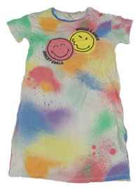 Barevná batikovaná noční košile se smajlíky H&M