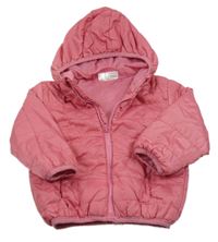 Tmavorůžová šusťáková zateplená bunda s kapucí Ergee