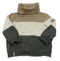 Hnedo-béžovo-antracitová mikina s komínovým golierom Topolino