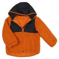 Oranžovo-černá huňato/šusťáková jarní zateplená bunda s kapucí Dunnes