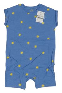 Nové - Modrý bavlněný kraťasový overal se sluníčky Next