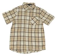 Smetanovo-hnědá kostkovaná košile
