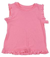 Neónově ružové rebrované tričko s kanýry Matalan