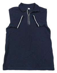 Tmavomodré rebrované polo tričko F&F