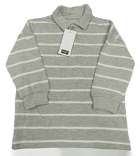 Nové - Sivo-biela pruhovaná polo mikina F&F