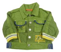 Zelená teplákovo/riflová bunda s kapsami a nápisy Mayoral